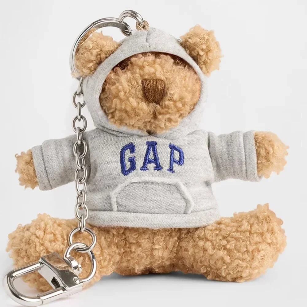 NWT GAP Brannan Bear Hoodie Keychain Charm Heather Grey Logo